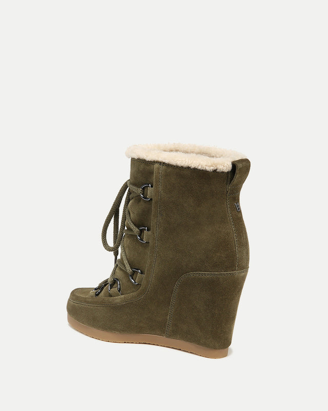 Elfred Suede Wedge Bootie - Army - 4