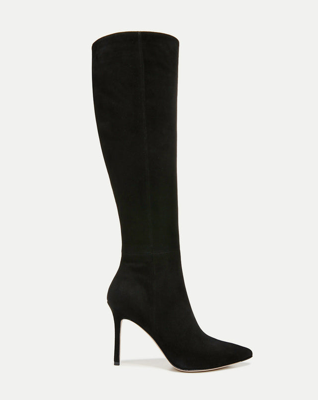 Lisa Suede Tall Boot | Wide-Calf - Black - 1