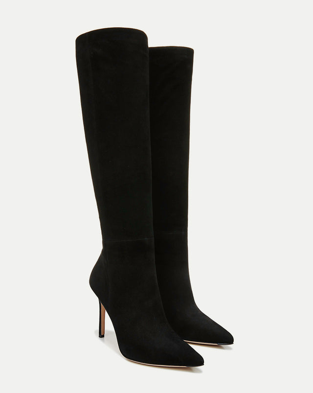 Lisa Suede Tall Boot | Wide-Calf - Black - 2