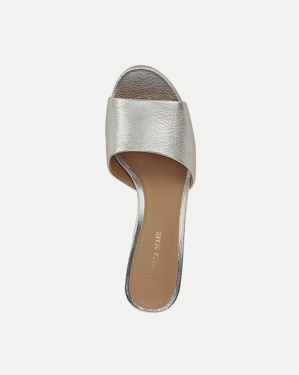 Dali Metallic Leather Platform Sandal in Silver | Veronica Beard