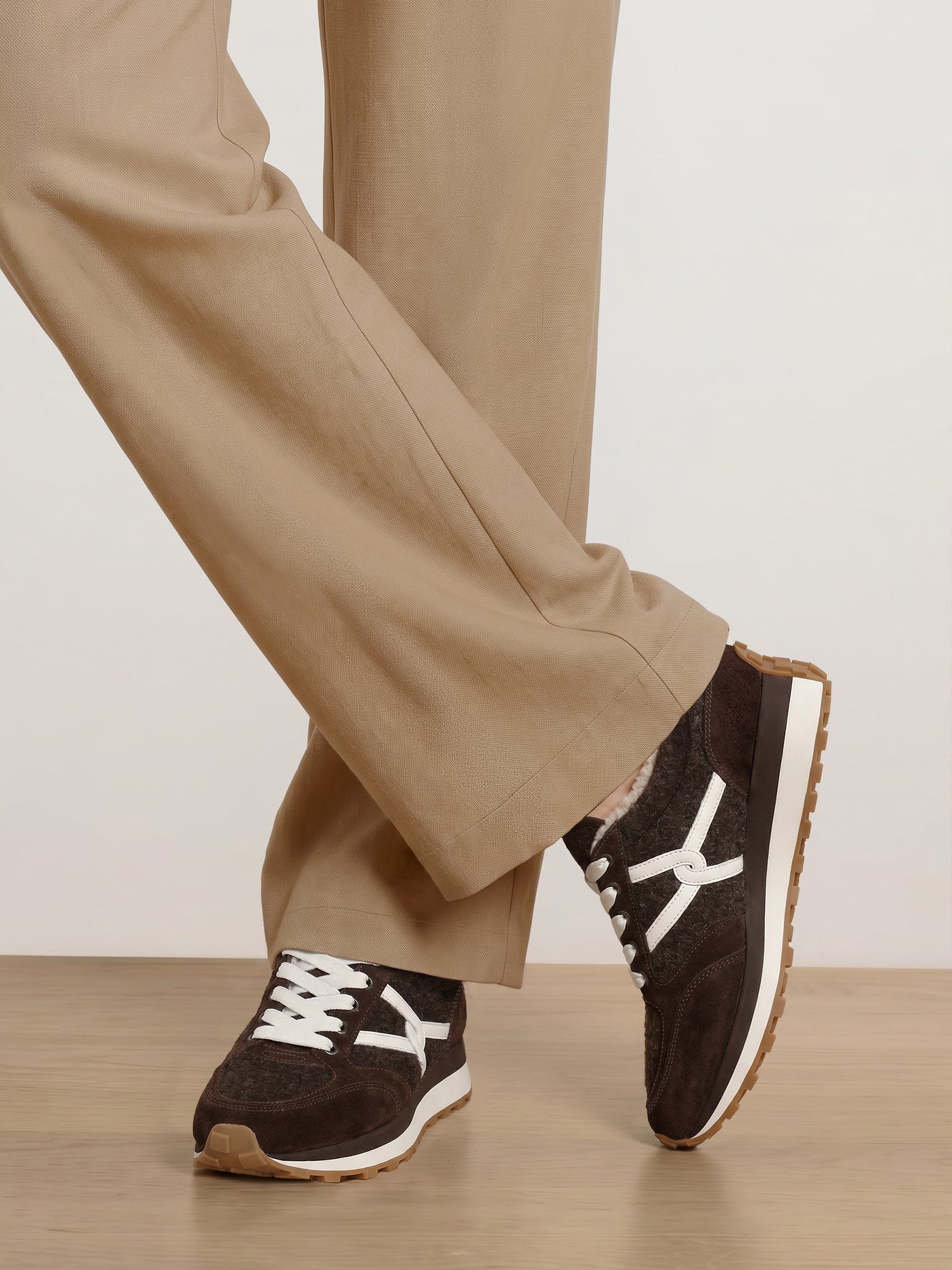Valentina Shearling Sneaker in Espresso | Veronica Beard