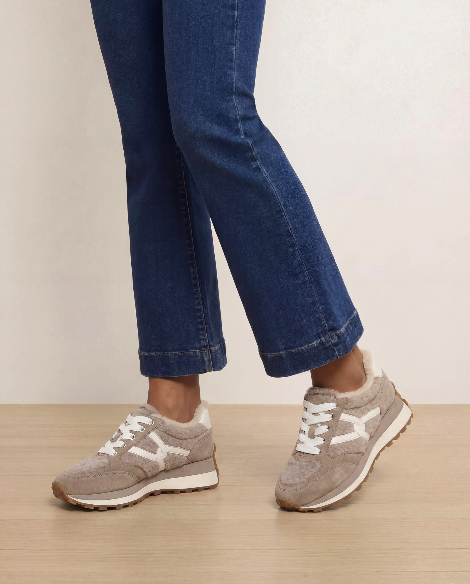 Valentina Shearling Sneaker in Grey | Veronica Beard