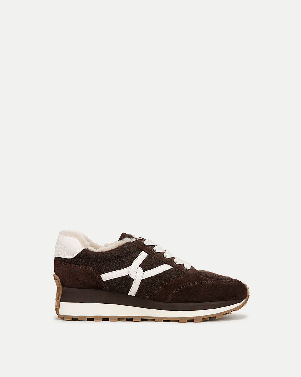 Valentina Shearling Sneaker in Espresso | Veronica Beard