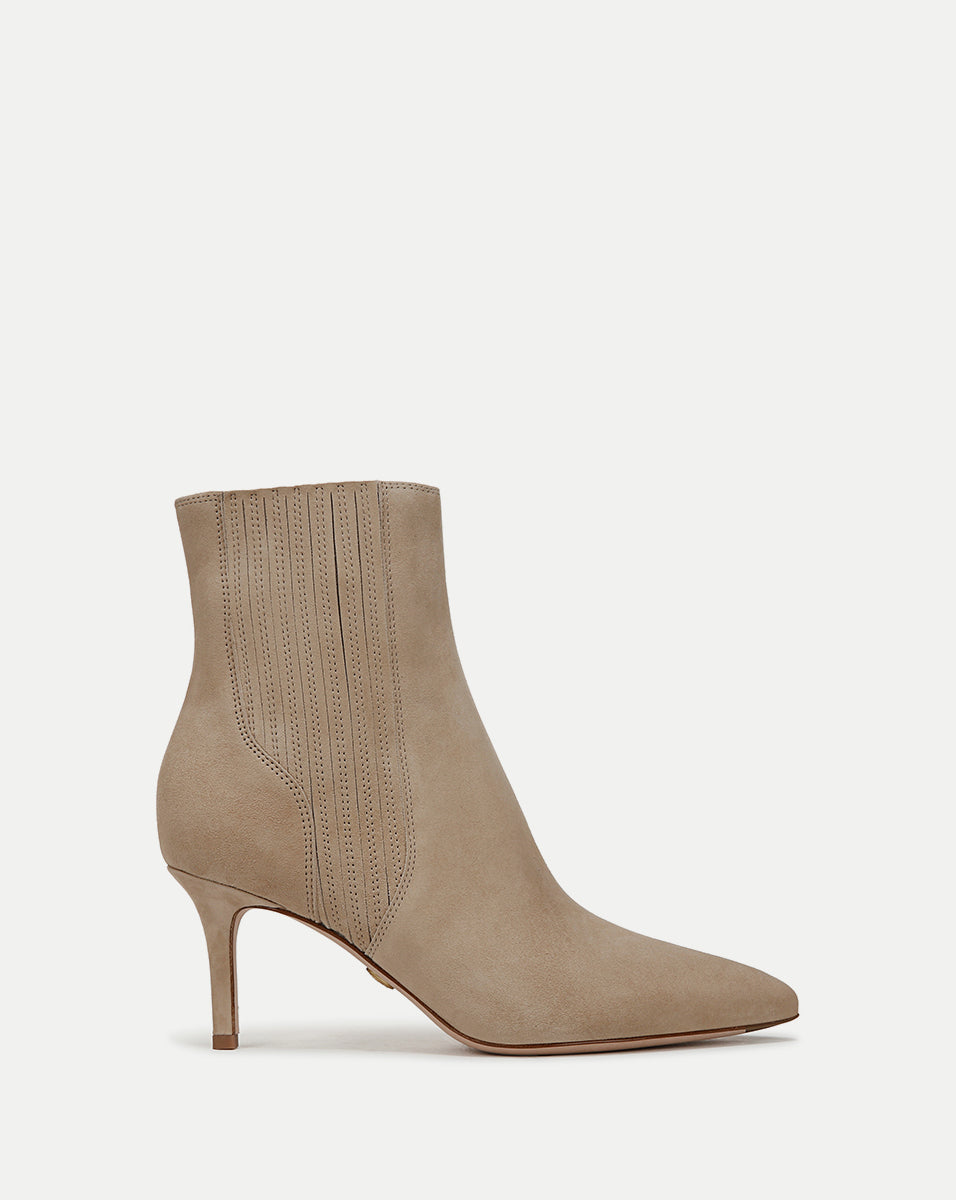 Veronica Beard Lisa Mid-Heel Ankle Boot - Sand