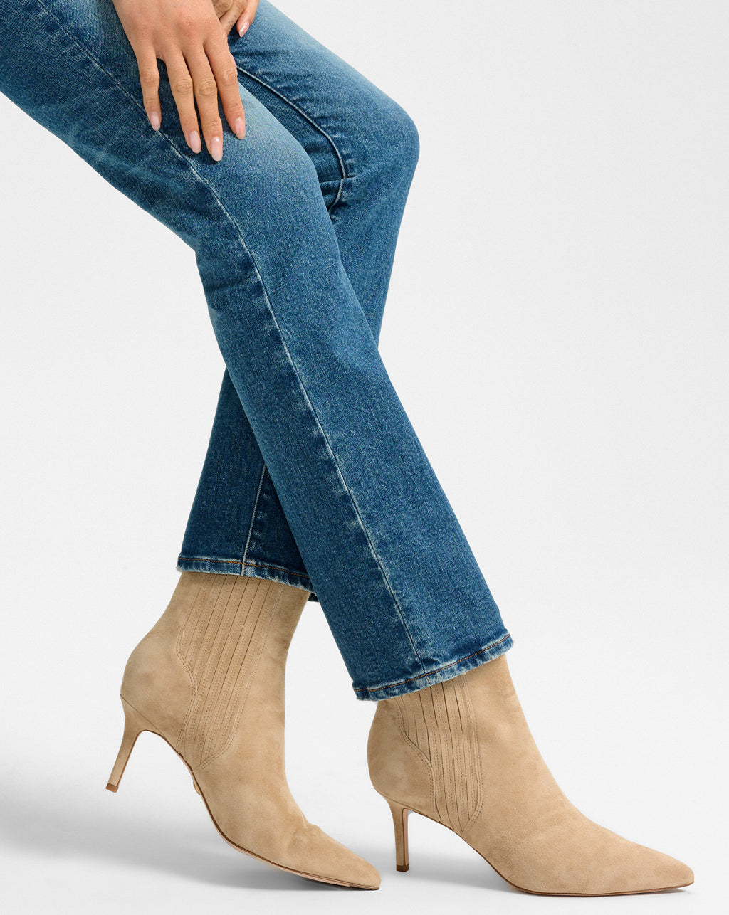 Veronica Beard Lisa Mid-Heel Ankle Boot - Sand