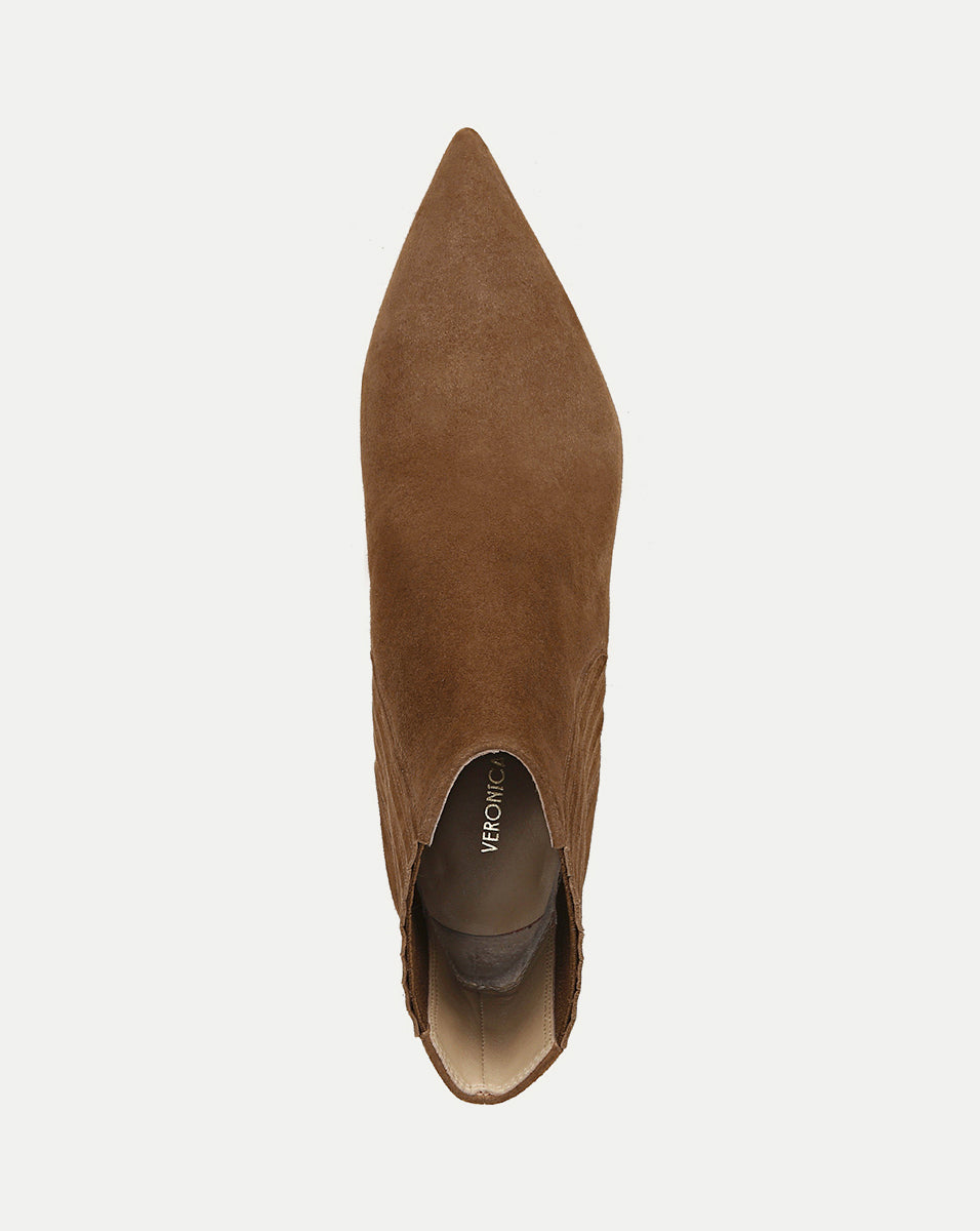 Veronica Beard Brown suede pointed-toe ankle boot.