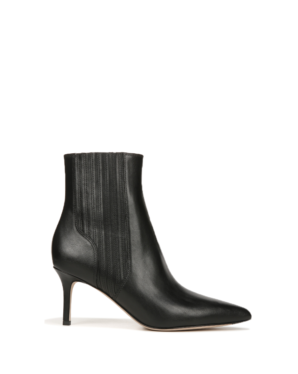 Lisa Mid-Heel Ankle Boot in Black Leather | Veronica Beard Lisa Mid-Heel Ankle Boot in Black Leather | Veronica Beard