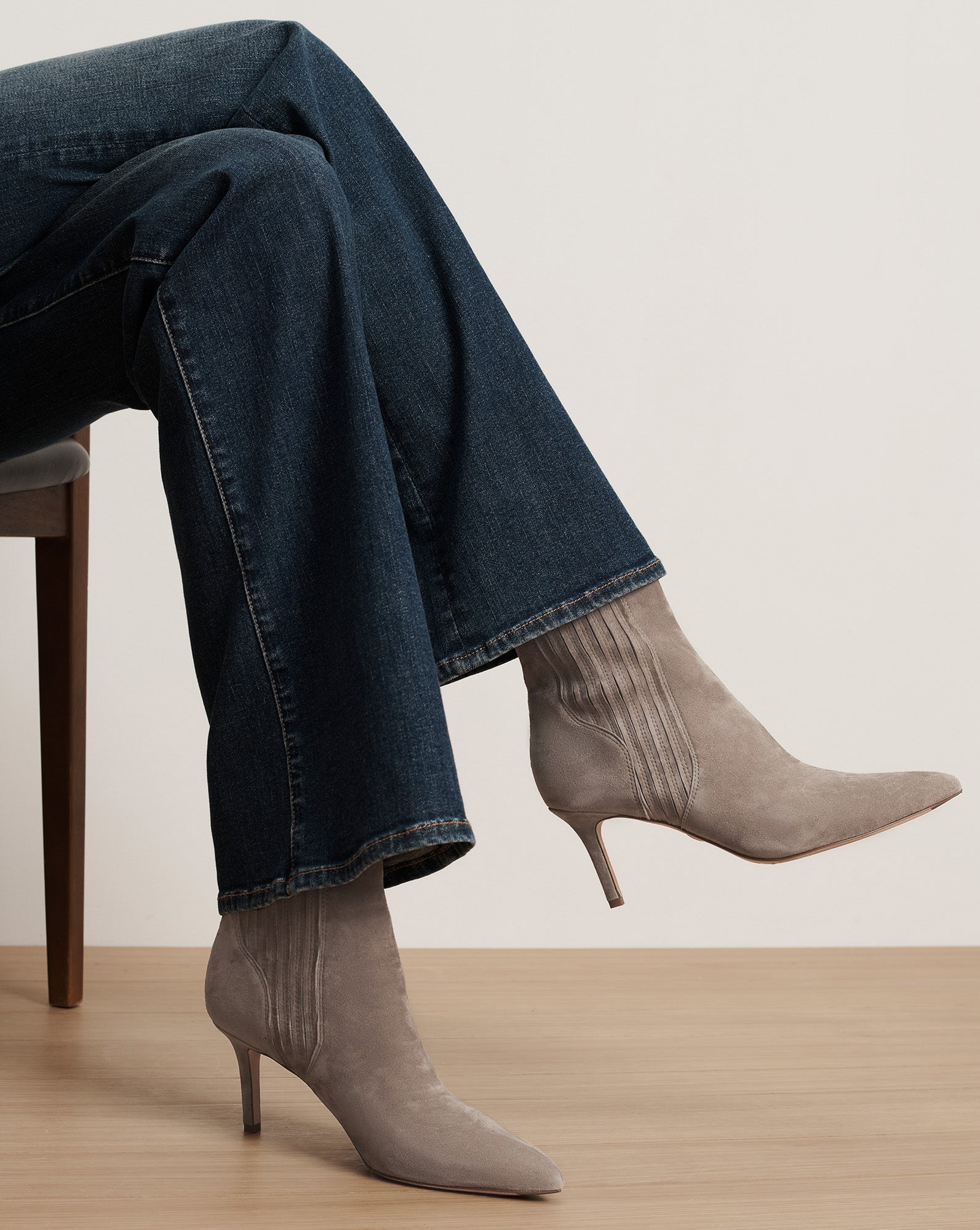 Lisa Mid-Heel Ankle Boot in Bark | Veronica Beard