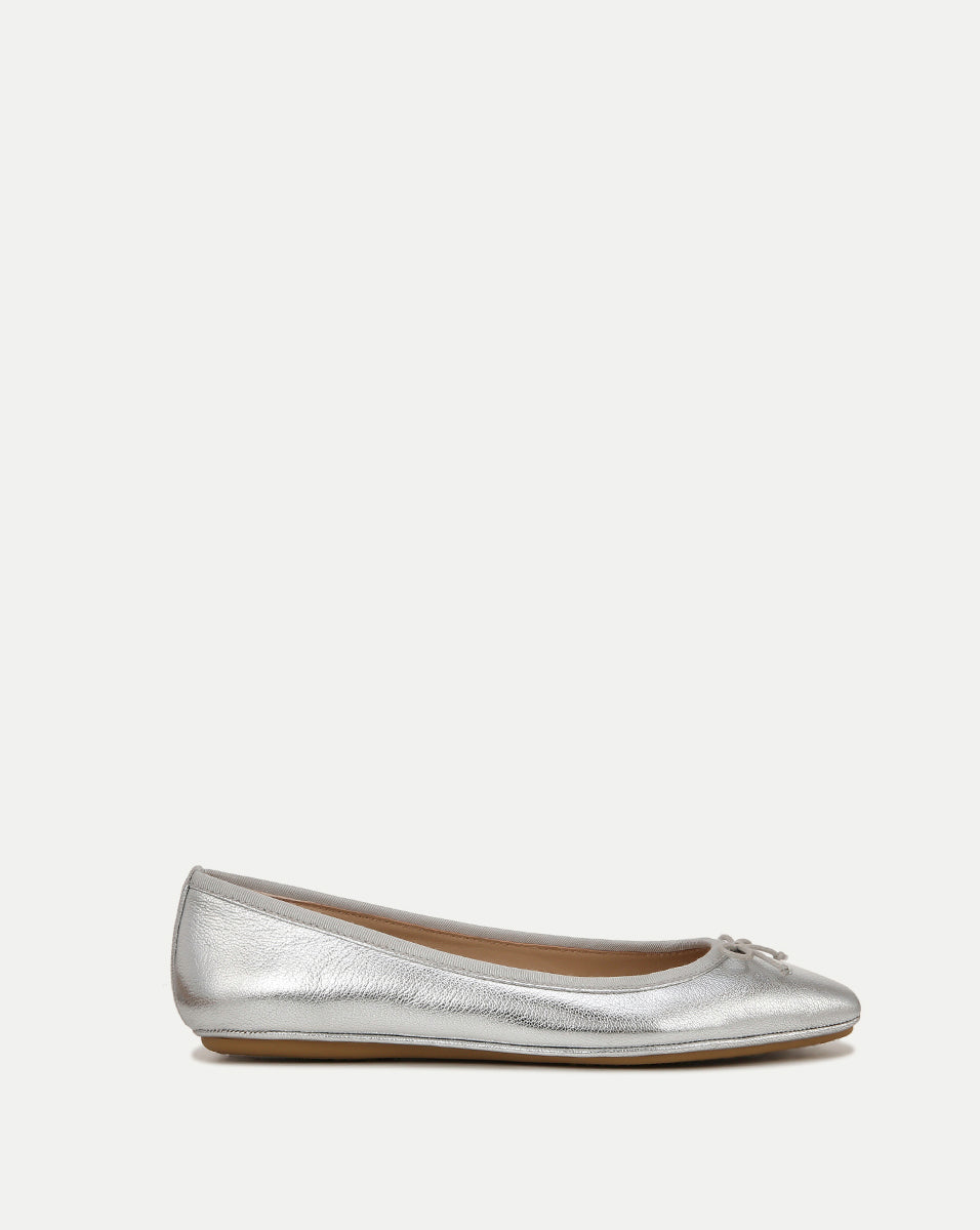 Beatrix Silver Metallic Ballet Flat | Veronica Beard