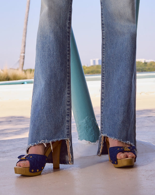 Lolli Denim Platform-Heel Sandal - Blue - 6