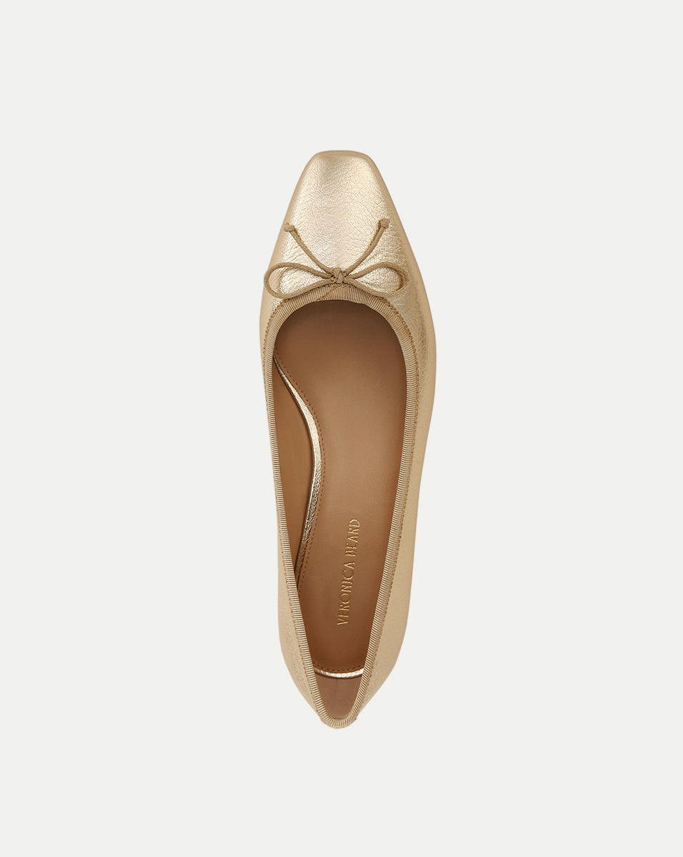 Cecile Metallic Leather Ballet Pumps | Veronica Beard