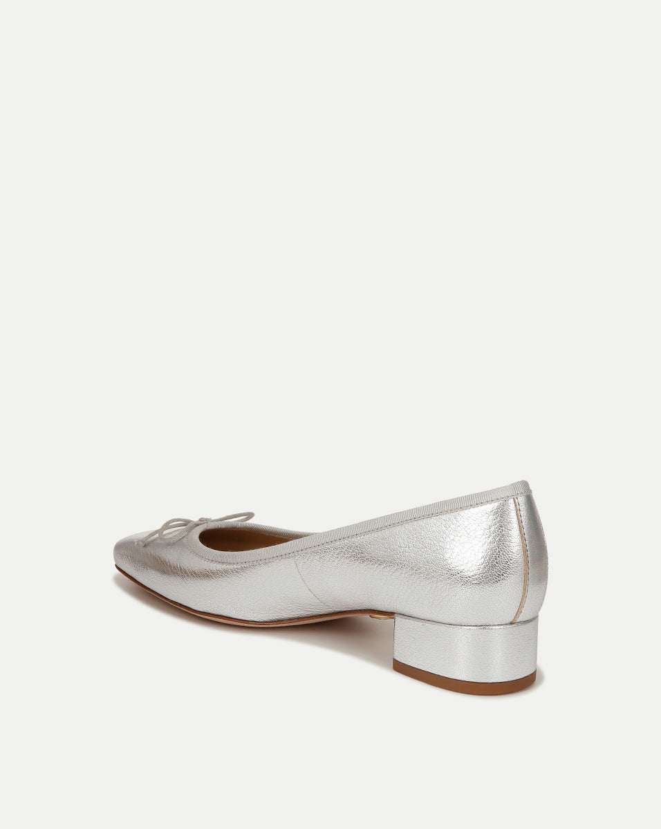 Veronica Beard Cecile Metallic Leather Ballet Pump - Platinum