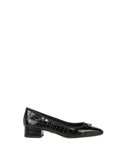 Veronica Beard Cecile Croc-Embossed Ballet Pump - Black Croc