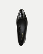 Veronica Beard Cecile Croc-Embossed Ballet Pump - Black Croc