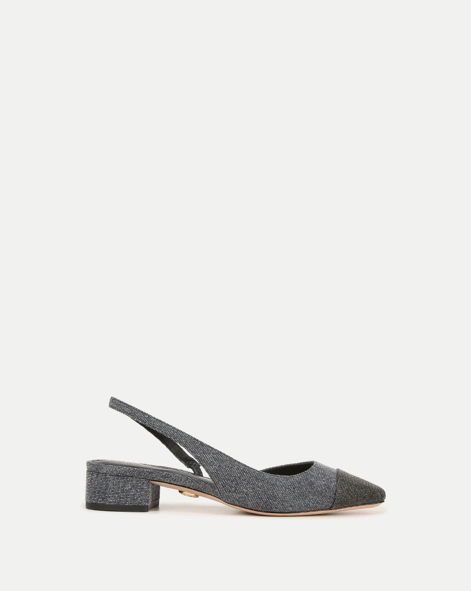 Cecile Cap-Toe Denim Slingback | Veronica Beard