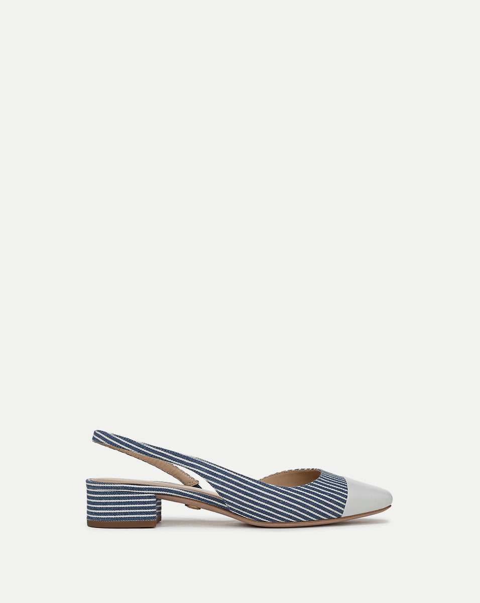 Veronica Beard Cecile Denim Cap-Toe Slingback - Blue