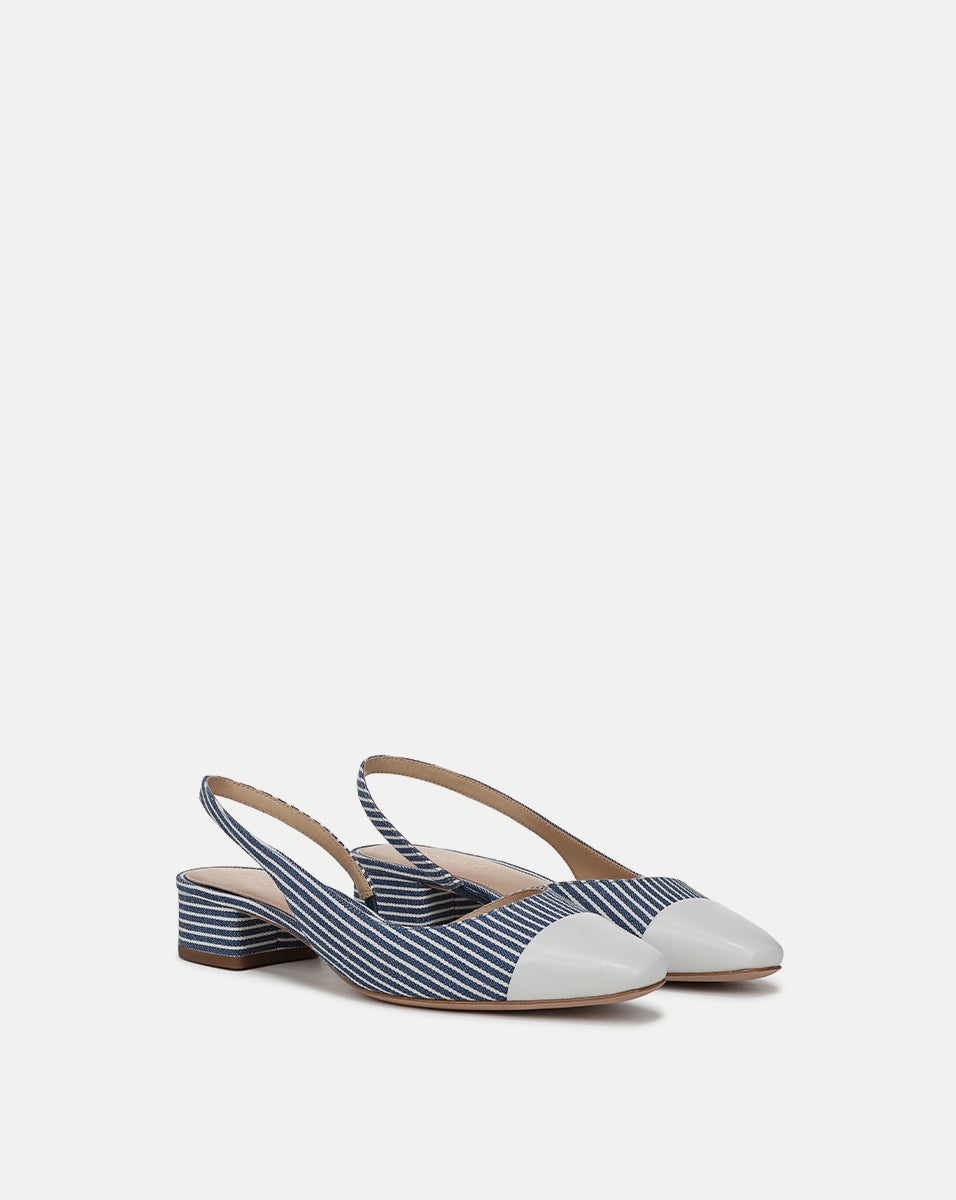 Veronica Beard Cecile Denim Cap-Toe Slingback - Blue