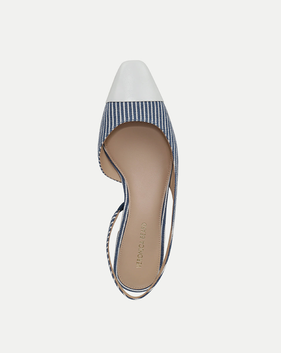 Veronica Beard Cecile Denim Cap-Toe Slingback - Blue