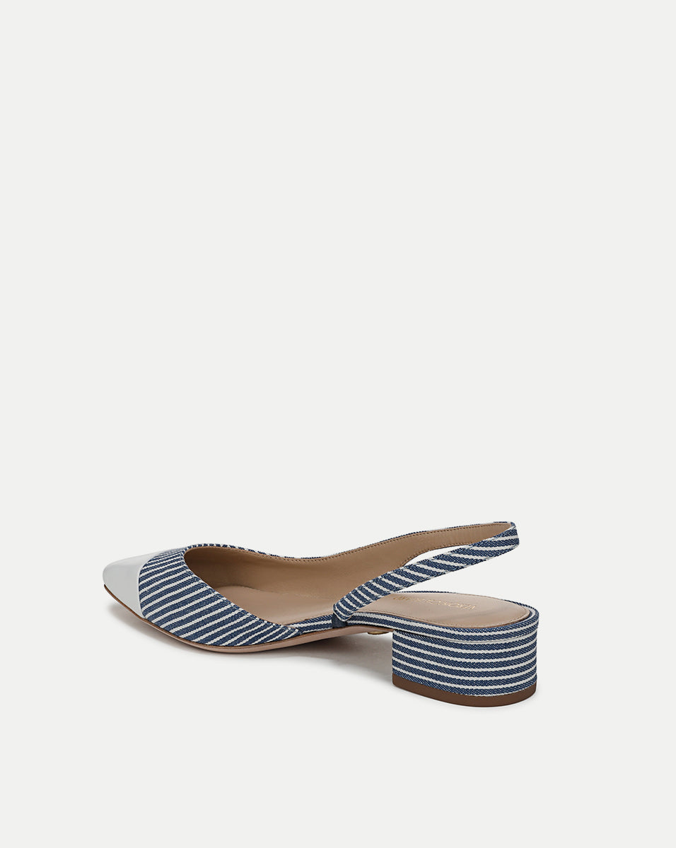 Veronica Beard Cecile Denim Cap-Toe Slingback - Blue