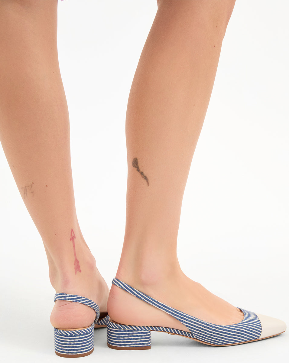 Veronica Beard Cecile Denim Cap-Toe Slingback - Blue