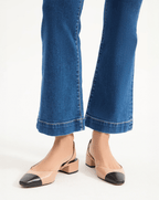 Veronica Beard Cecile Leather Cap-Toe Slingback - Bisque/Black