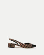 Veronica Beard Cecile Plaid Cap-Toe Slingback - Camel Multi