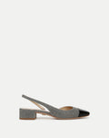 Veronica Beard Cecile Lurex Cap-Toe Slingback - Silver Lurex/Black