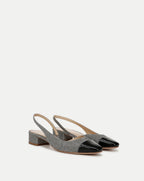 Veronica Beard Cecile Lurex Cap-Toe Slingback - Silver Lurex/Black