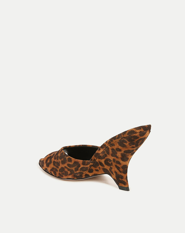 Mila Sculpted Wedge Slide Leopard Suede Sandal