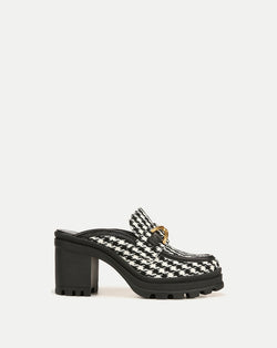 Wynter Houndstooth Loafer Mule - Black/White