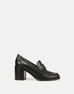 Penny Leather Loafer Heel - Black