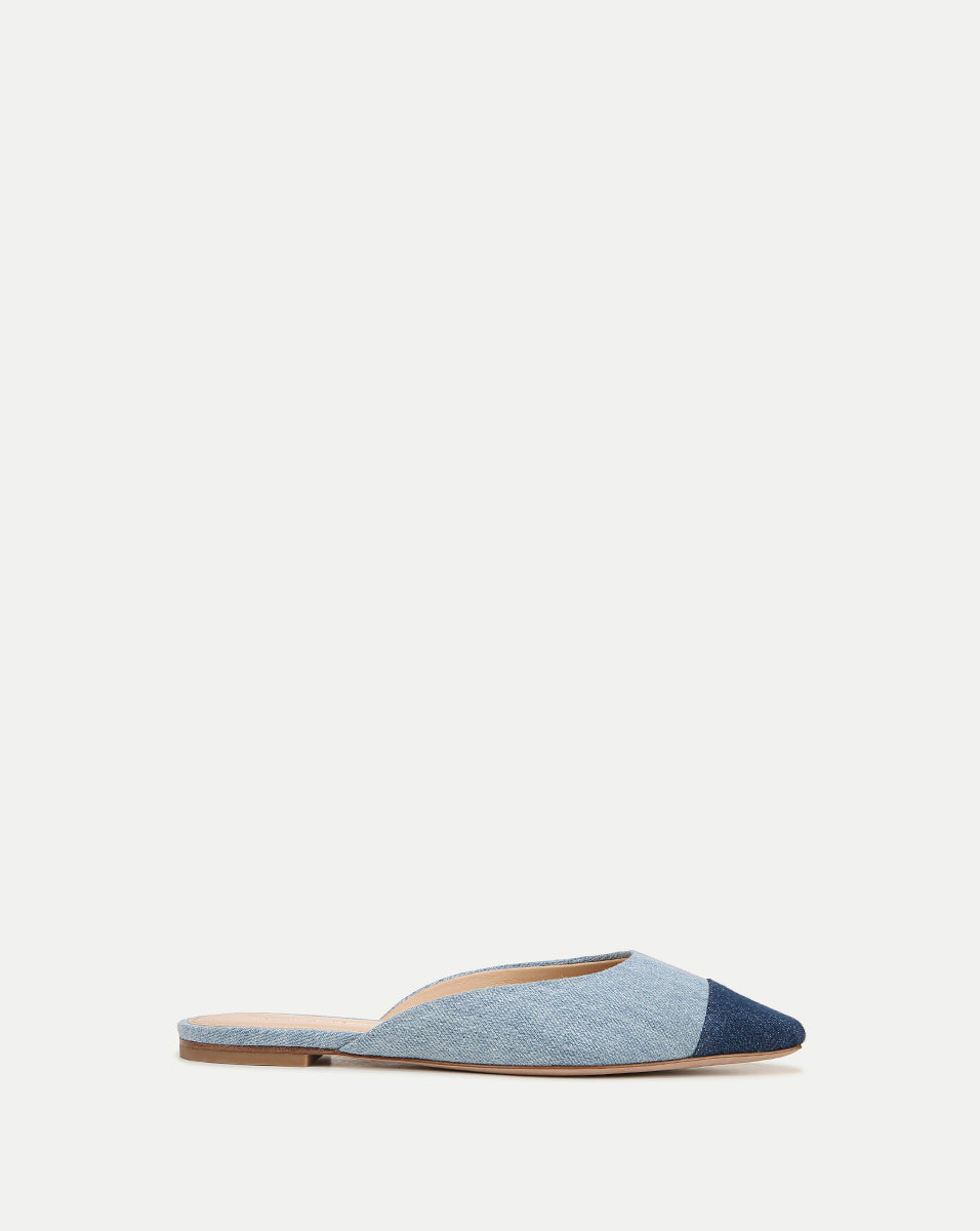 Carlotta Denim Flat Mules | Veronica Beard