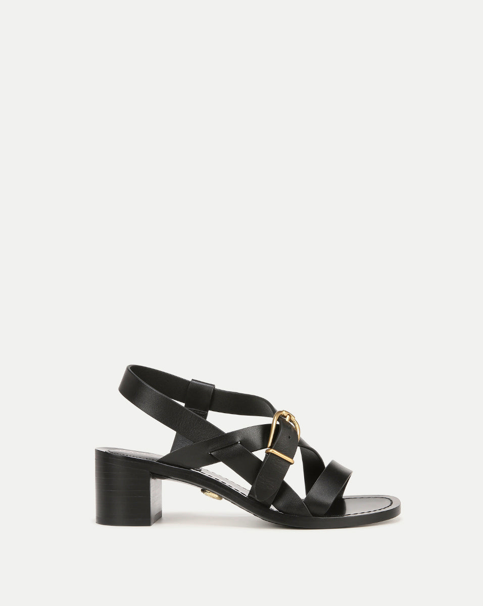 Etta Leather Sandal in Black | Veronica Beard