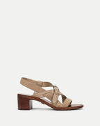 Veronica Beard Etta Suede Mid-Heel Sandal - Sand