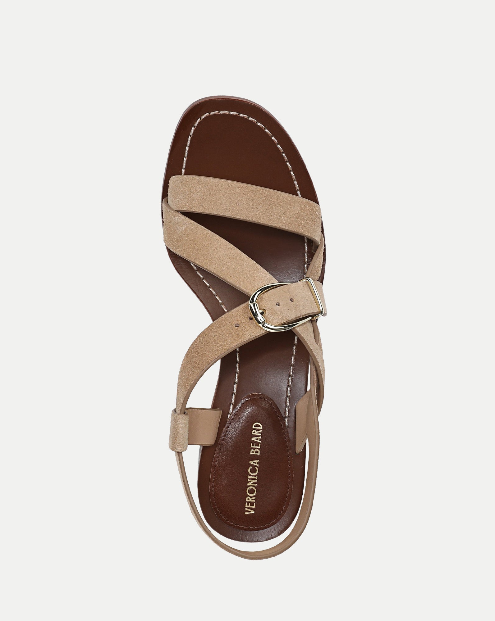 Etta Suede Mid-Heel Sandal in Sand | Veronica Beard