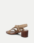 Veronica Beard Etta Suede Mid-Heel Sandal - Sand