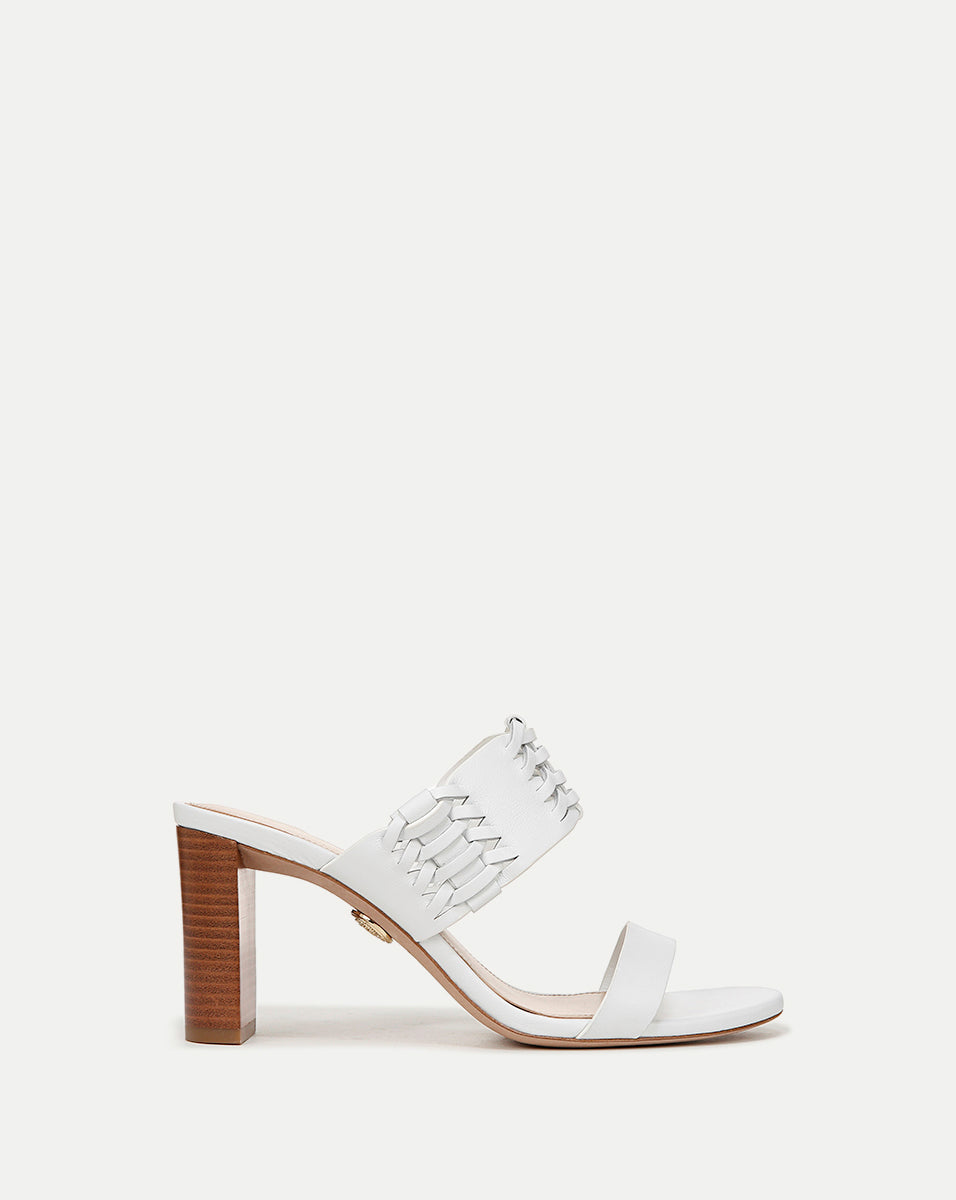 Georgie White Woven Leather Heeled Sandal | Veronica Beard