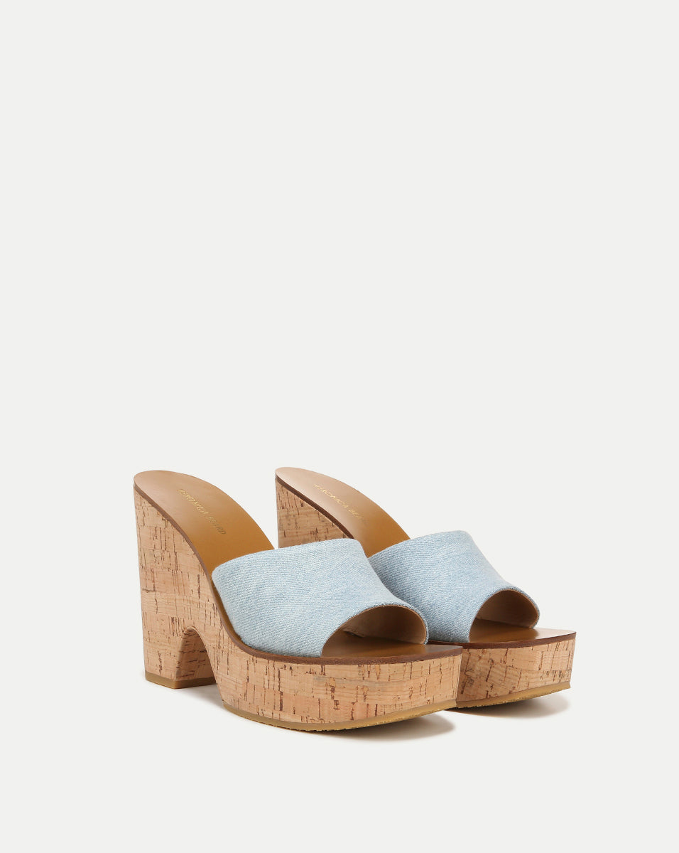 Paulita Denim Wedge Sandal | Veronica Beard