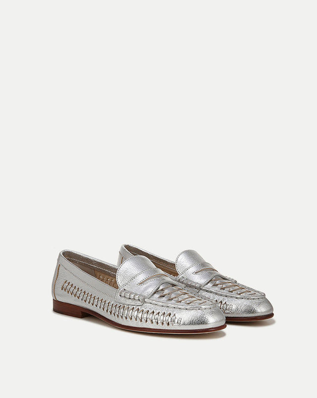 Penny Woven Metallic Leather Loafer