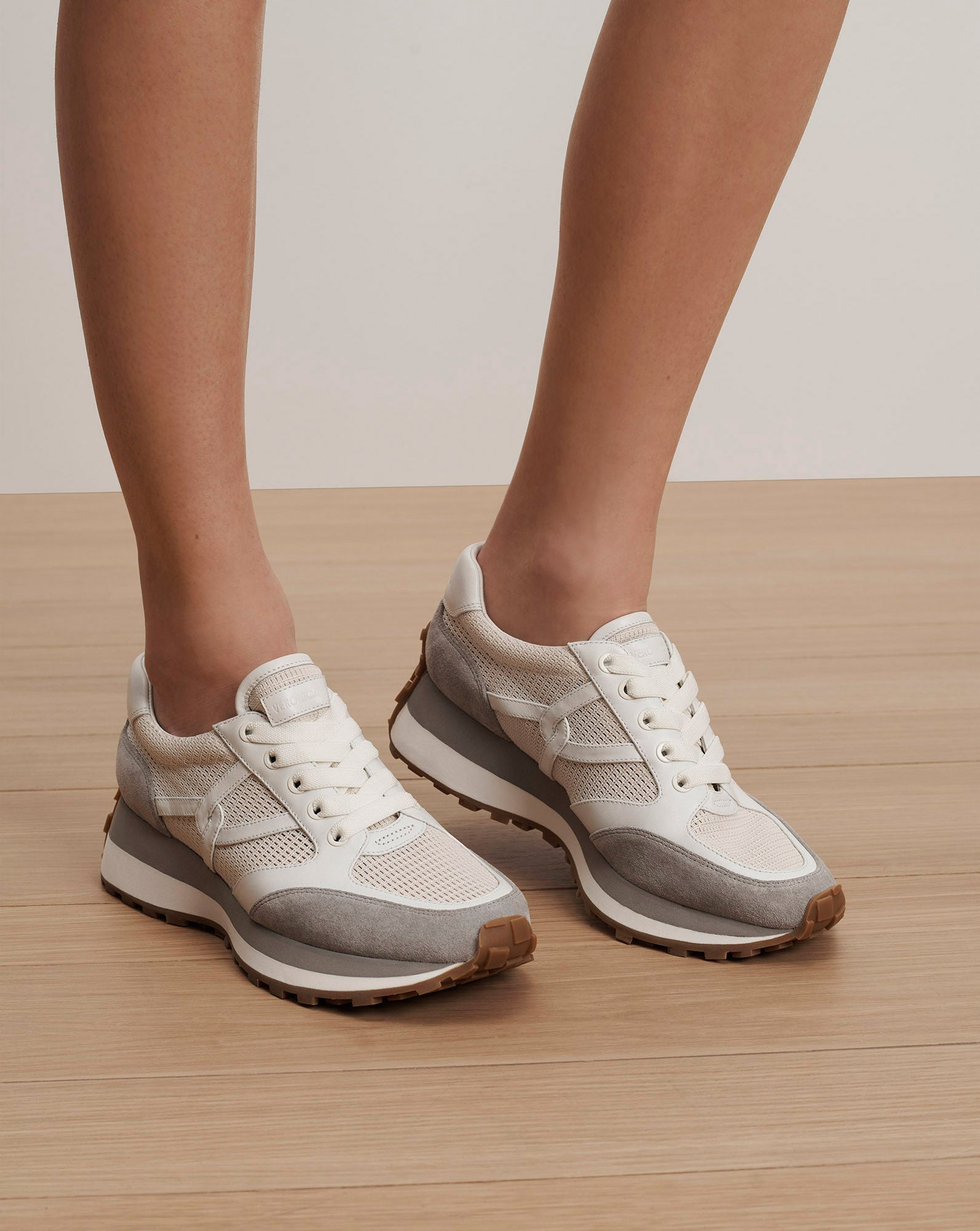 Valentina Suede Sneaker in Grey & White | Veronica Beard