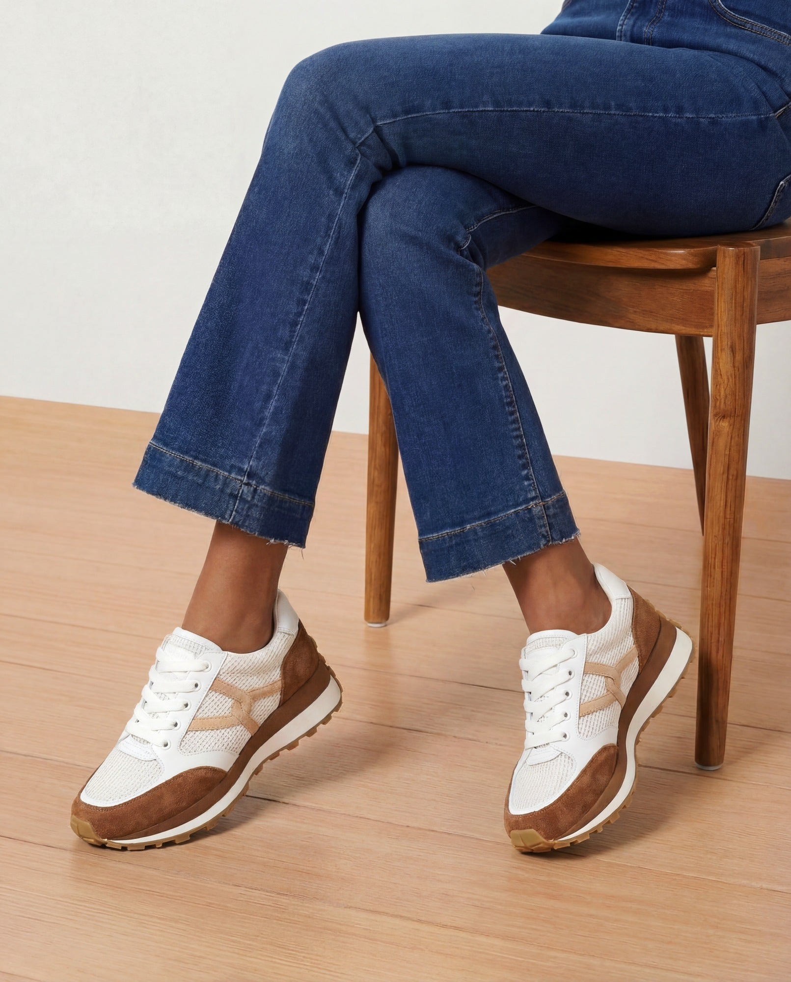 Valentina Suede Sneaker in Brown & White Chestnut/Lily | Veronica