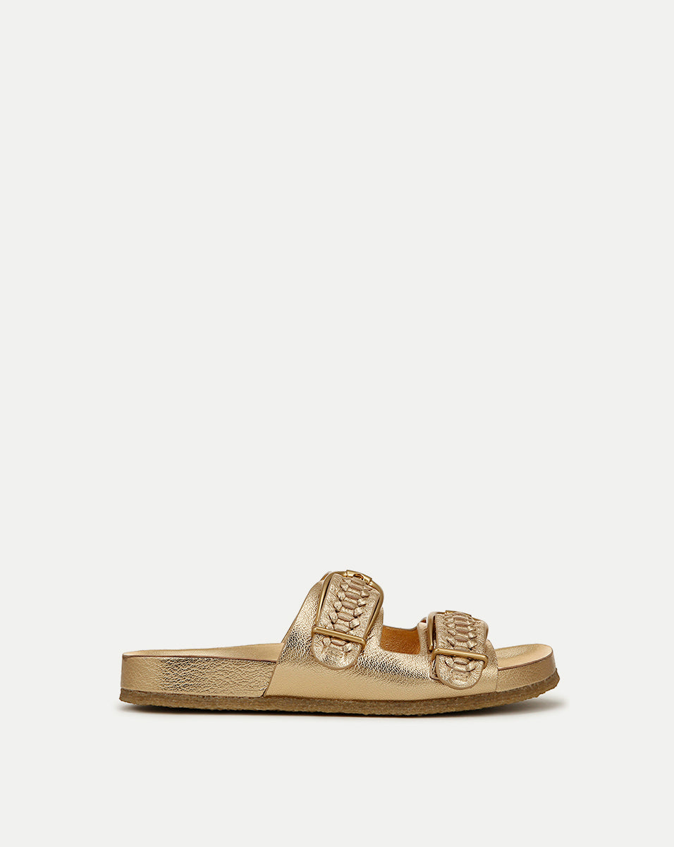 Paige Buckle Sandal in Gold | Veronica Beard