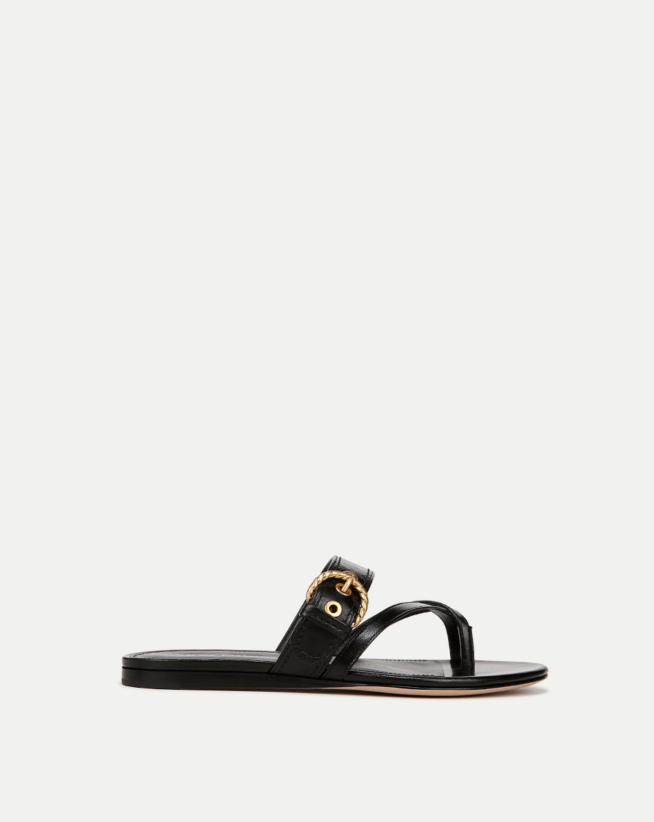 Salva Leather Crisscross Sandal in Black | Veronica Beard