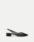 Veronica Beard Cecile Rhinestone Mesh Cap-Toe Slingback - Black Rhinestone