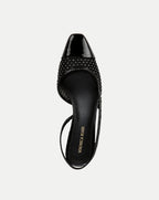 Veronica Beard Cecile Rhinestone Mesh Cap-Toe Slingback - Black Rhinestone