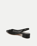 Veronica Beard Cecile Rhinestone Mesh Cap-Toe Slingback - Black Rhinestone