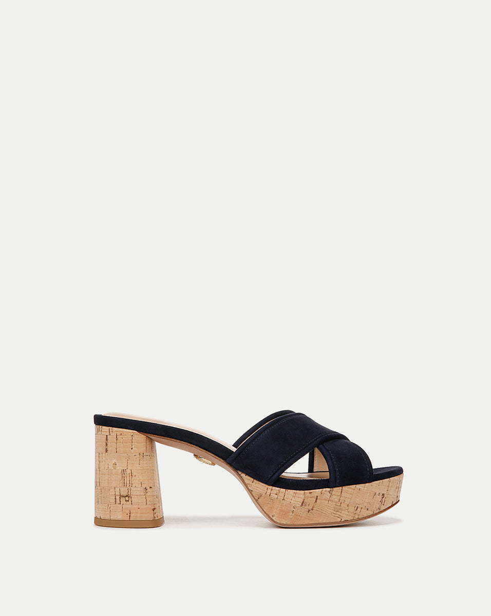 Dory Navy Blue Block-Heel Sandal | Veronica Beard