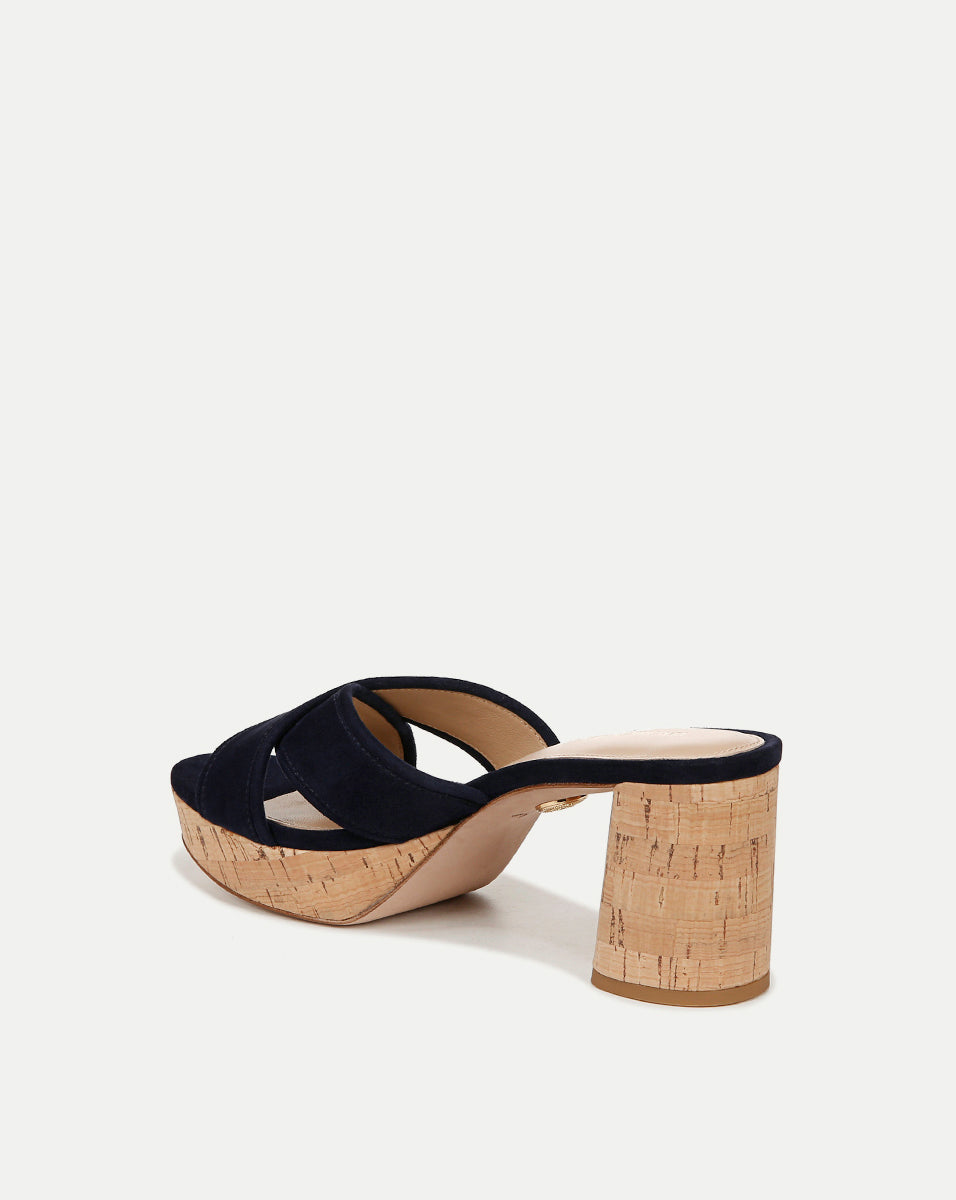 Dory Navy Blue Block-Heel Sandal | Veronica Beard