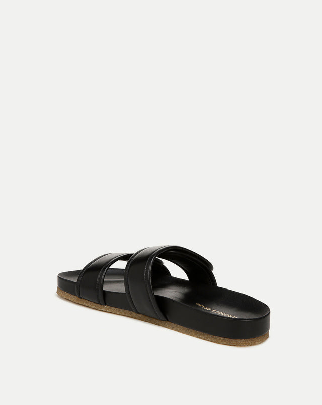Percey Leather Slide Sandal - Black - 4