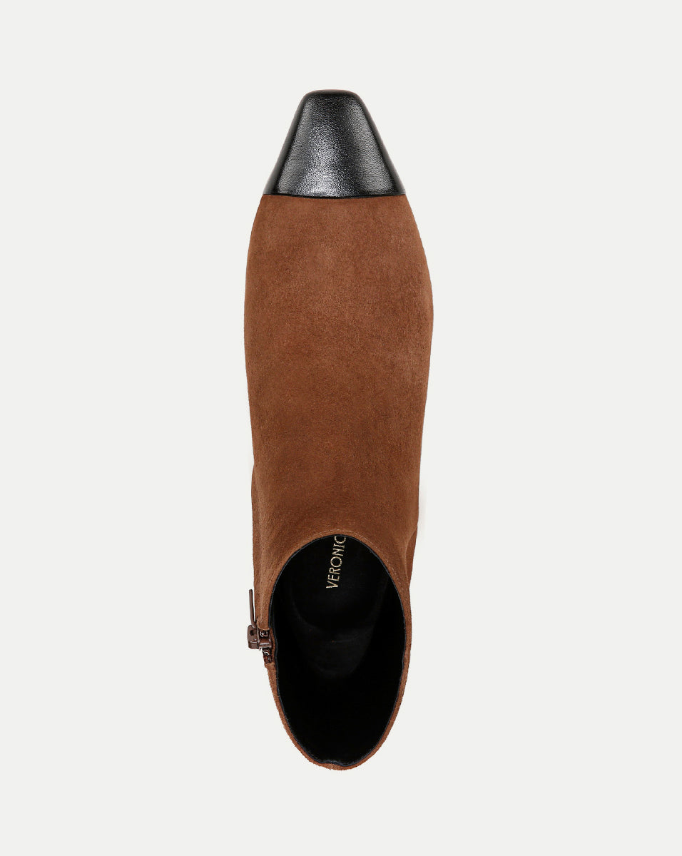 Veronica Beard Cecile Suede Cap-Toe Bootie - Cedar/Black